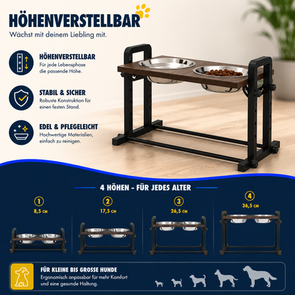 Höhenverstellbarer Hundenapf - wächst mit und schont Gelenke